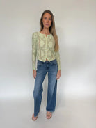 Free People | Jae Knit Long Sleeve Top | Front | Fresh Green | Model | Vagabond | Apparel | Boutique
