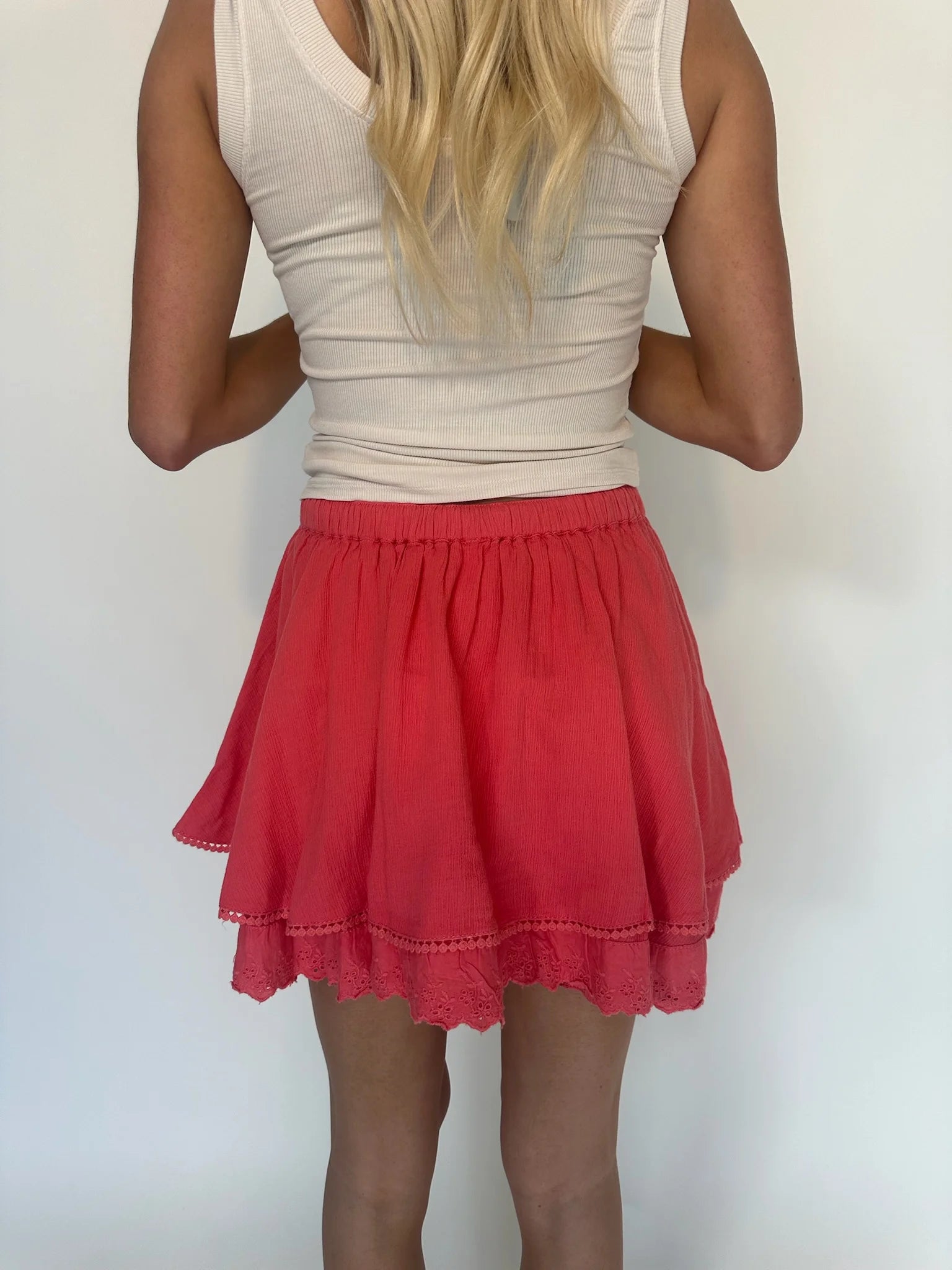 Free People | Lady Tulip | Mini Skirt | Coral | Back | Vagabond | Apparel | Boutique