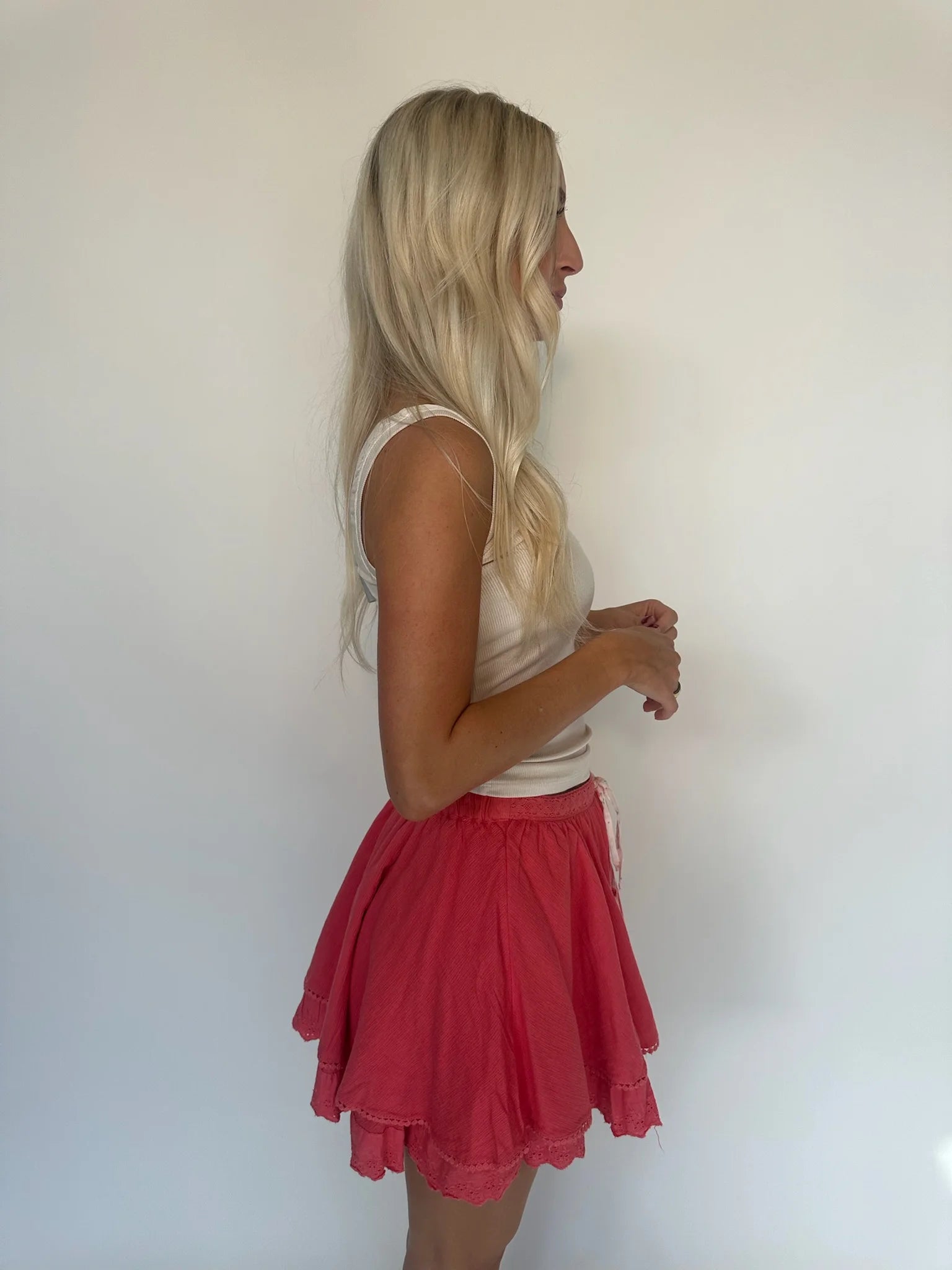 Free People | Lady Tulip | Mini Skirt | Coral | Side | Vagabond | Apparel | Boutique