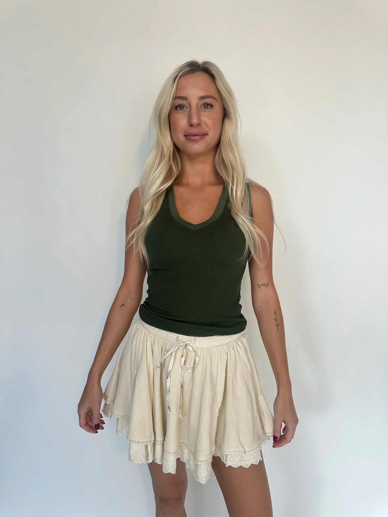 Free People | Lady Tulip | Mini Skirt | Tea | Front | Vagabond | Apparel | Boutique