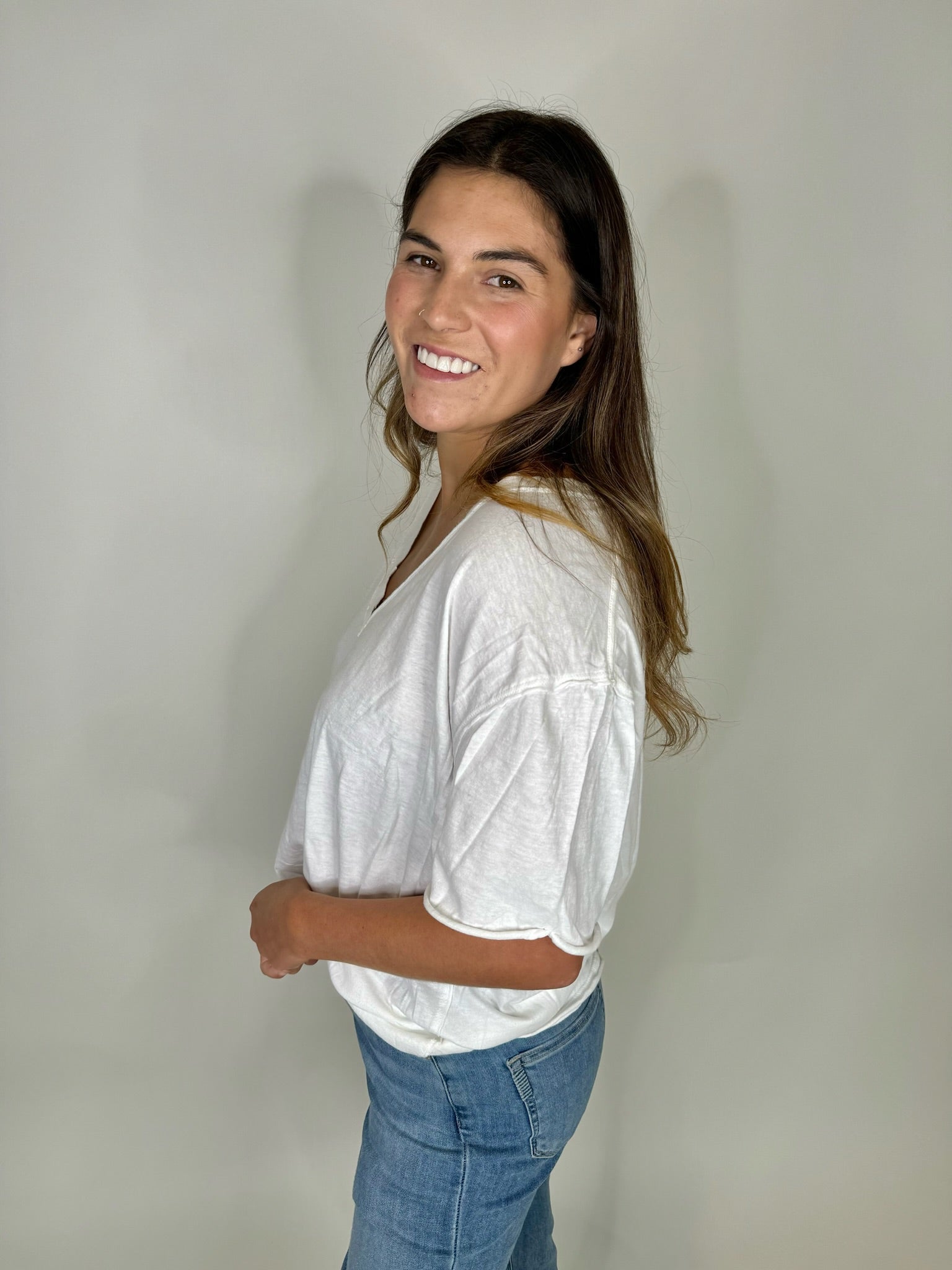  Free People Nina V Tee Ivory | Vagabond Apparel Boutique