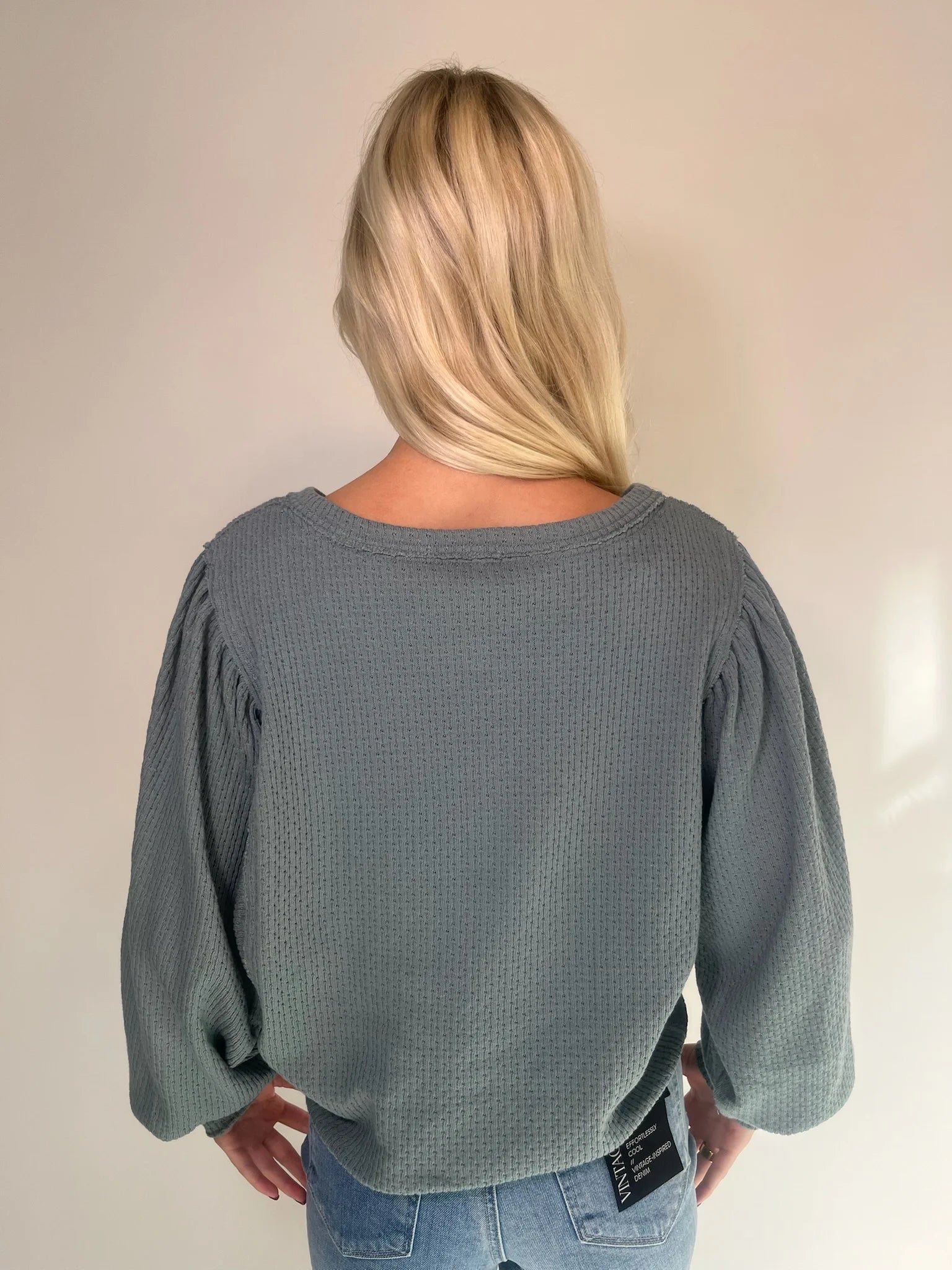 Free People | Quinn Knit Top | Jade | Back | Vagabond | Apparel | Boutique