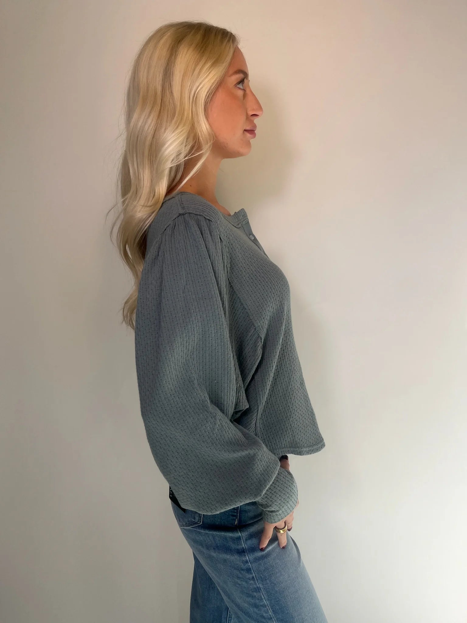 Free People | Quinn Knit Top | Jade | Side| Vagabond | Apparel | Boutique