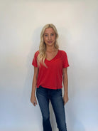 Free People | Take 2 Tee | Red | Model | Vagabond | Apparel | Boutique