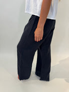 Fresh Laundry | Foldover Linen Pants | Ink | Side | Vagabond | Apparel | Boutique