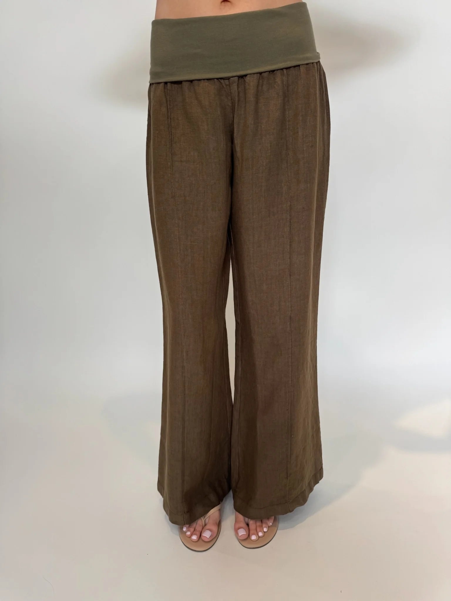 Fresh Laundry | Foldover Linen Pants | Olive | Vagabond | Apparel | Boutique