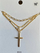 GSA | 3 Layered CZ Cross Pendant Necklace | Vagabond | Apparel | Boutique