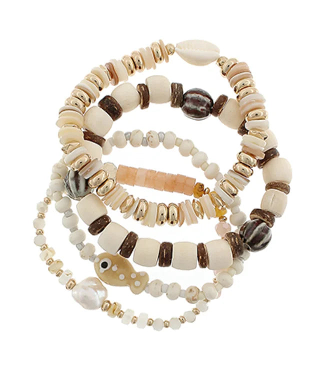GSA | 4 Row Fish Charm Bead Bracelet Set | Vagabond | Apparel | Boutique