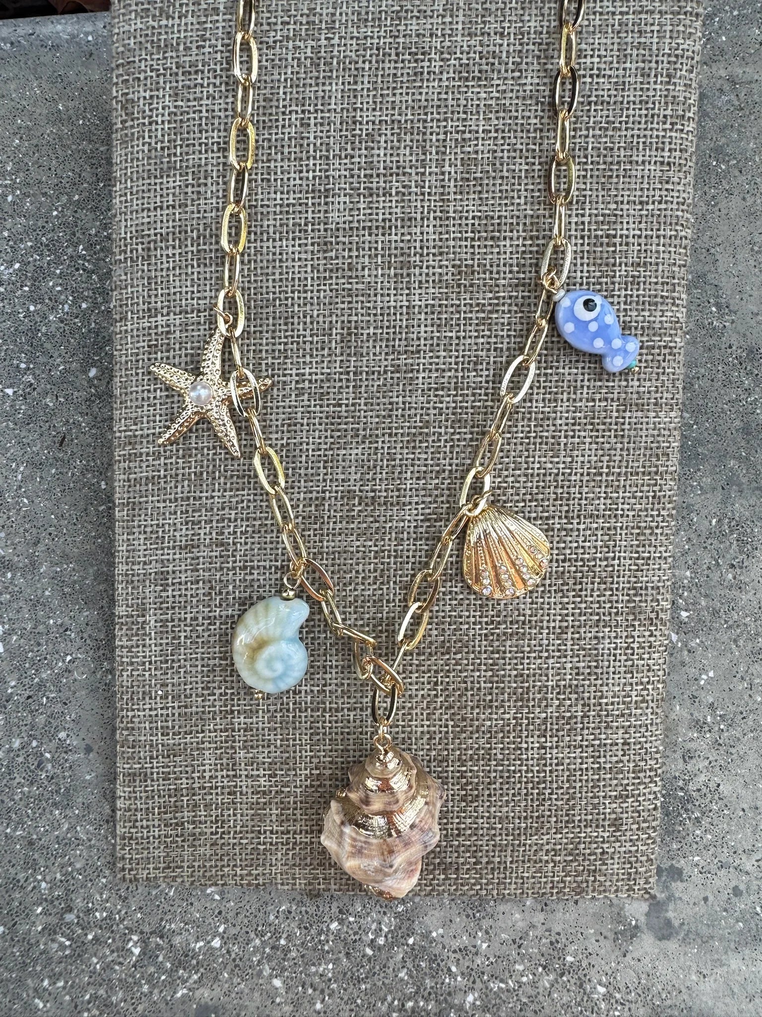 GSA | Blue Fish & Sealife Charm Necklace | Vagabond | Apparel | Boutique