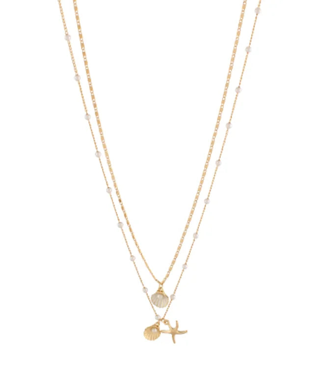 GSA | Layered Pearl Shell & Starfish Necklace | Vagabond | Apparel | Boutique