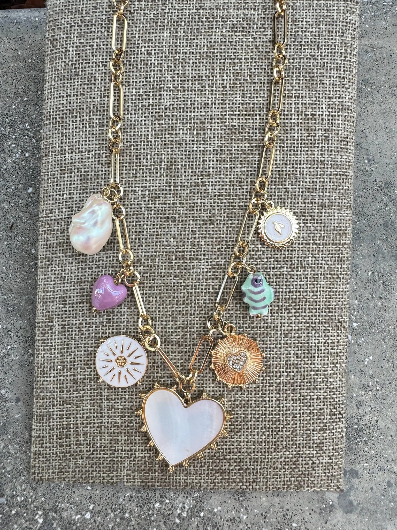 GSA | MOP Heart & Mixed Charm Necklace | Vagabond | Apparel | Boutique