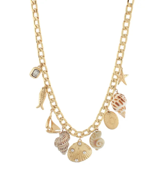 GSA | Metal Shell & Multi Charm Necklace | Vagabond | Apparel | Boutique