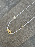 GSA | Pearl Bead Fish & Multi Charm Necklace | Side | Vagabond | Apparel | Boutique