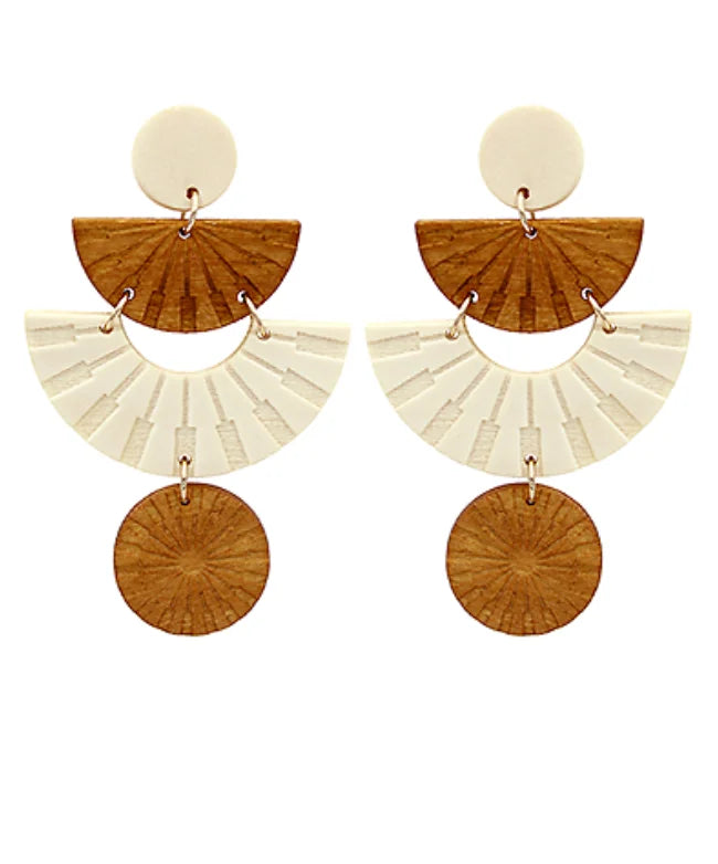 GSA | Wood Engraved Geometric Drop Earrings | Ivory | Vagabond | Apparel | Boutique