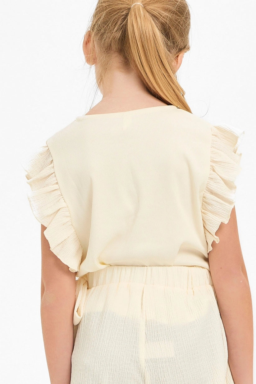 Good | Girl | Ruffle | Sleeve | Rib | Knit | Top | Vagabond | Apparel | Boutique