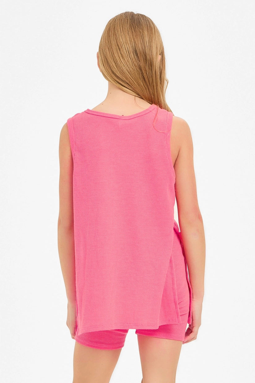 Good | Girl | Waffle | Knit | Top |Hot | Pink |  Vagabond | Apparel | Boutique