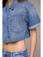 Hidden Jeans | Boxy Soft Cropped Shirt | Medium | Close | Vagabond |Apparel | Boutique