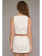 Hidden Jeans | Cropped Fitted Vest | Ecru | Back | Vagabond | Apparel | Boutique