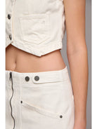 Hidden Jeans | Cropped Fitted Vest | Ecru | Close | Vagabond | Apparel | Boutique