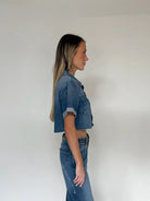 Hidden Jeans | Boxy Soft Cropped Shirt | Side | Vagabond | Apparel | Boutique