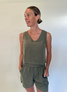 LA Made | Maeve V Neck Linen Muscle Tank | Willow | Vagabond | Apparel | Boutique