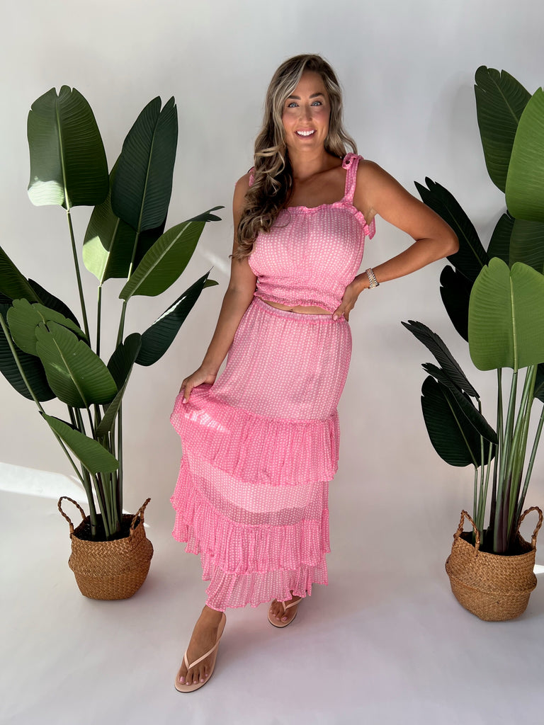 Saltwater Luxe Randa Midi Skirt Bright Pink