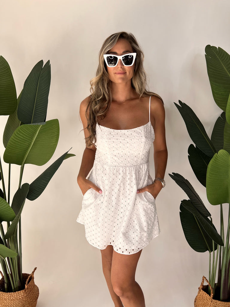 Show Me Your Mumu Out Of Town Mini Dress White Eyelet