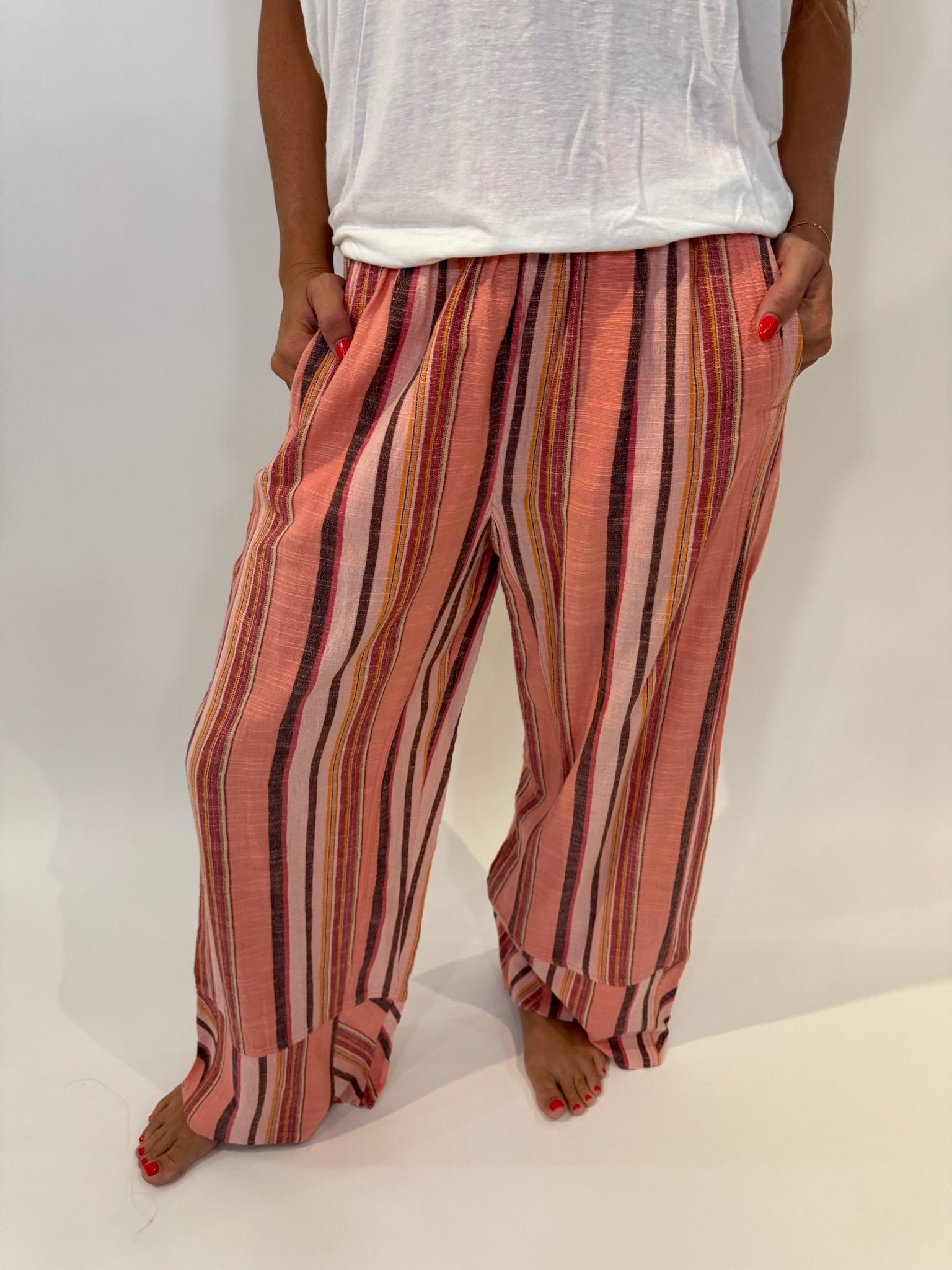 Free People Days End Solar Linen Stripe Pant