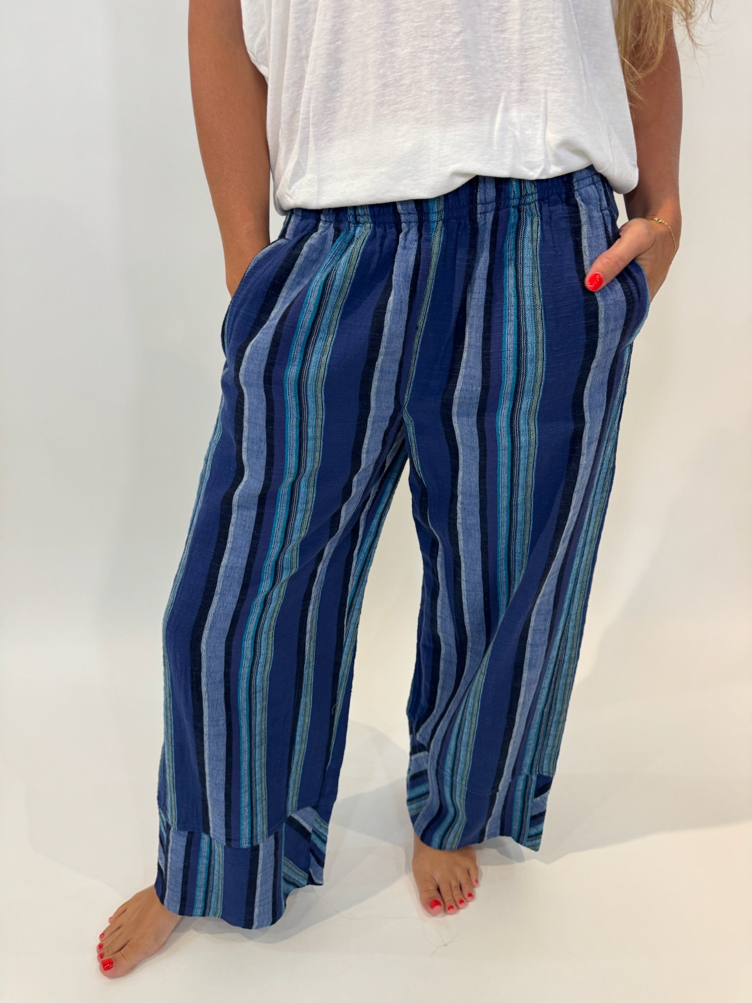 Free People Days End Solar Linen Stripe Pant