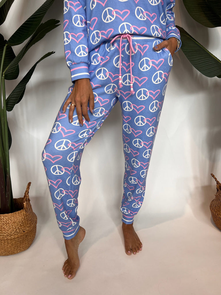 PJ Salvage Peace and Love Pant Periwinkle