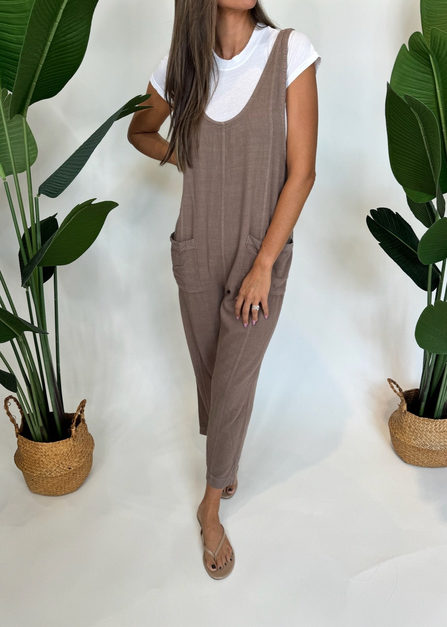 Bobi Low Neck Overall With Pockets | Vagabond Apparel Boutique