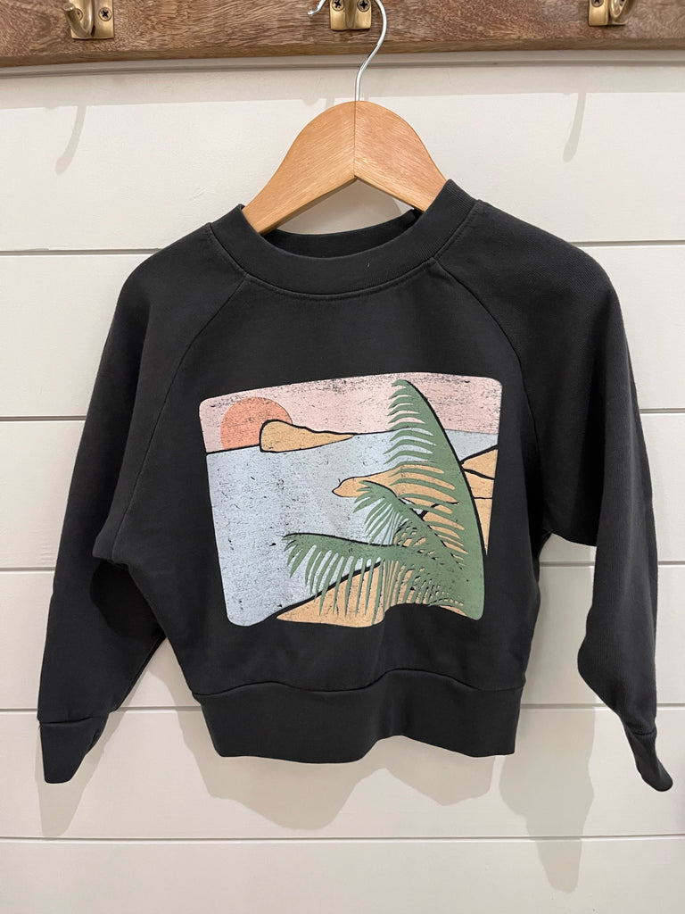 Tiny Whales Secret Spot Boxy Sweatshirt Faded Black