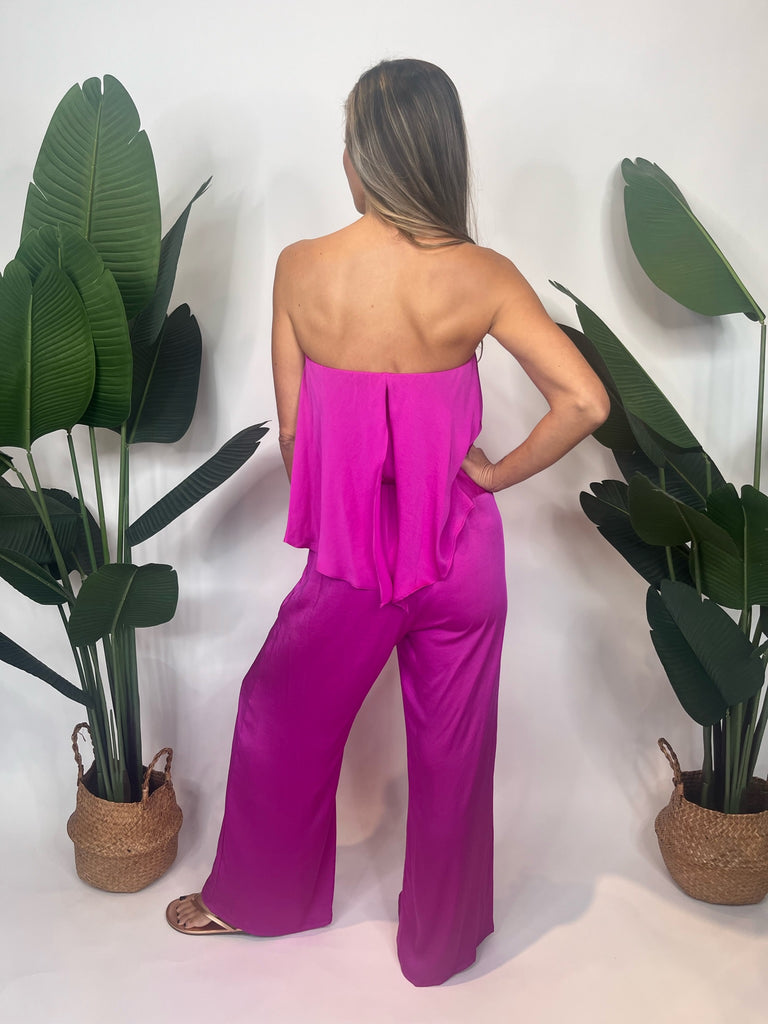 KLD Washed Cascade Strapless Jumpsuit Orchid