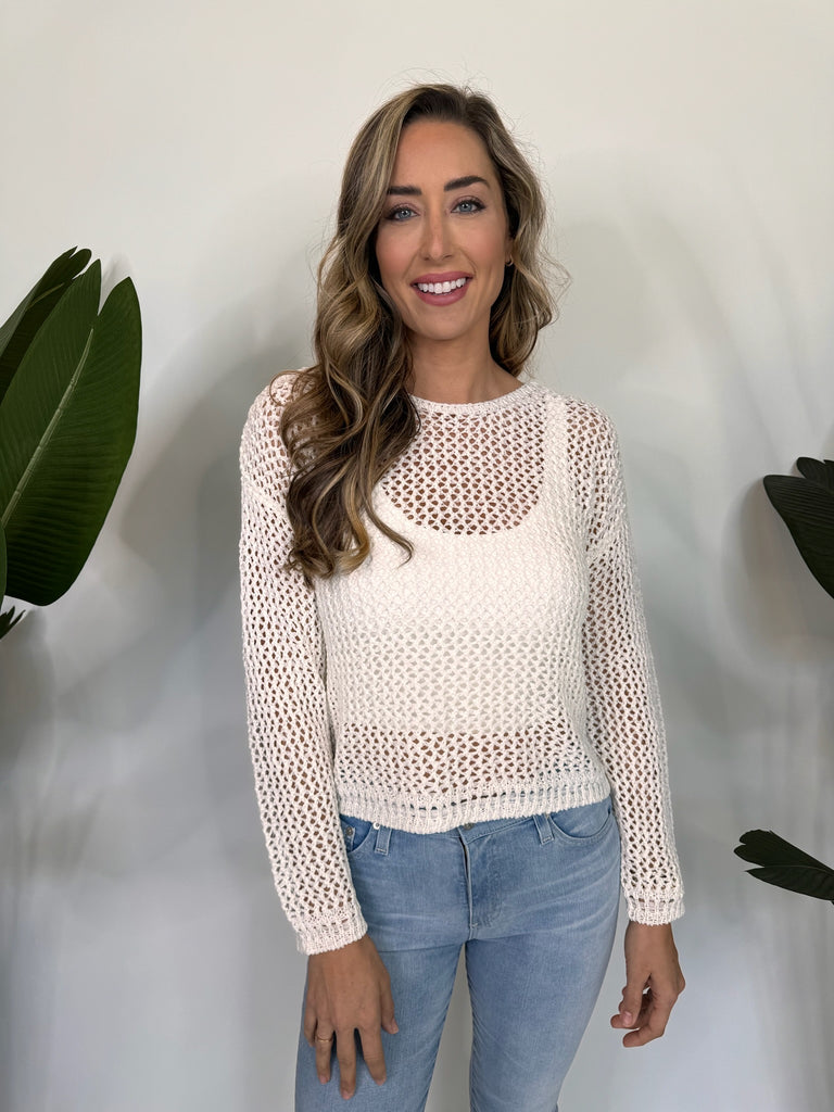 Bella Dahl Relaxed Dropped Shoulder Sweater Off White