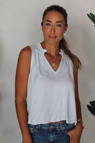 Bella Dahl Ruffle Neck Tank Seafoam | Vagabond Apparel Boutique