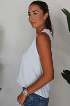 Bella Dahl Ruffle Neck Tank Seafoam | Vagabond Apparel Boutique