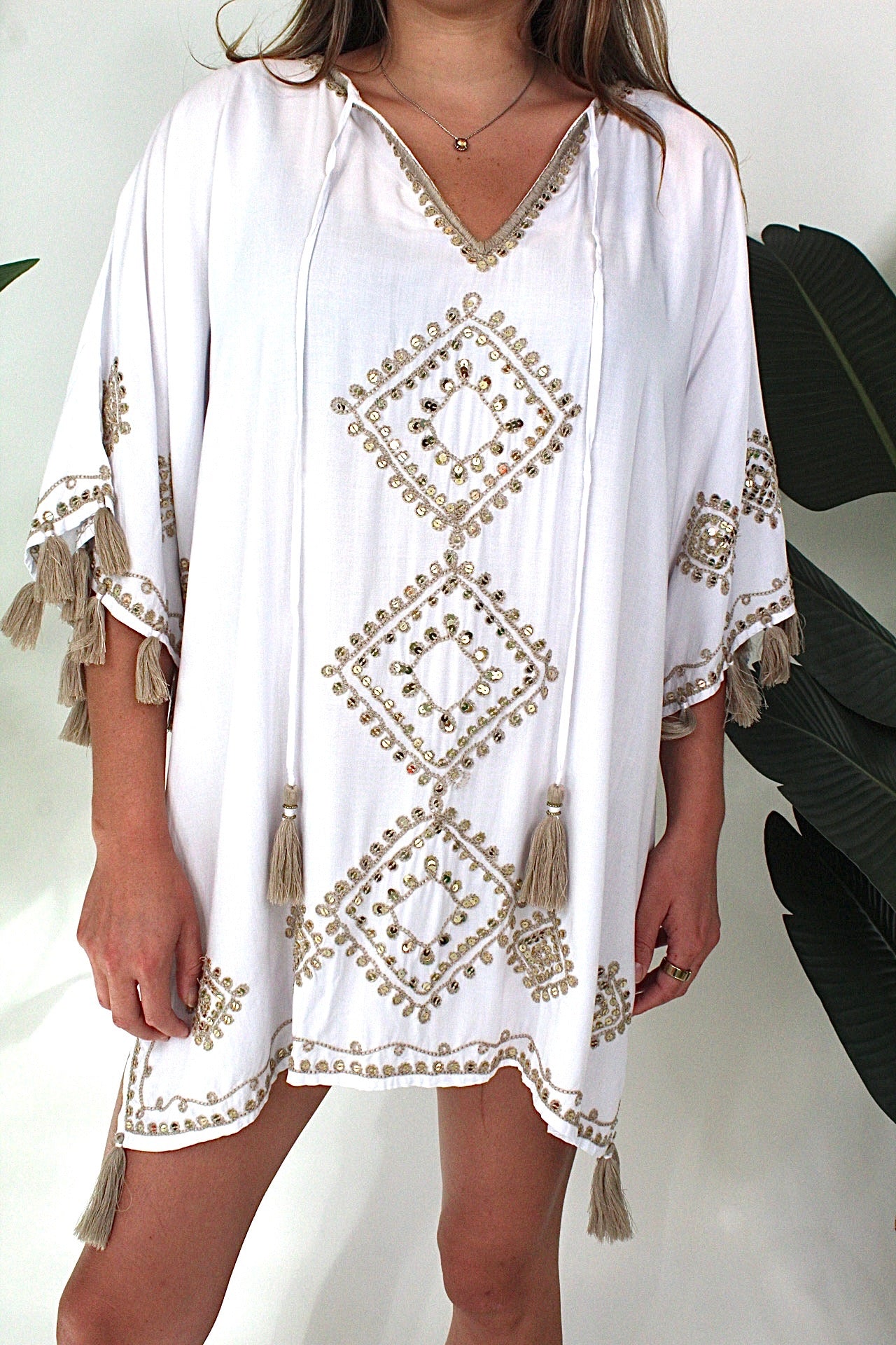 Skemo Bling Short Kaftan White | Vagabond Apparel Boutique