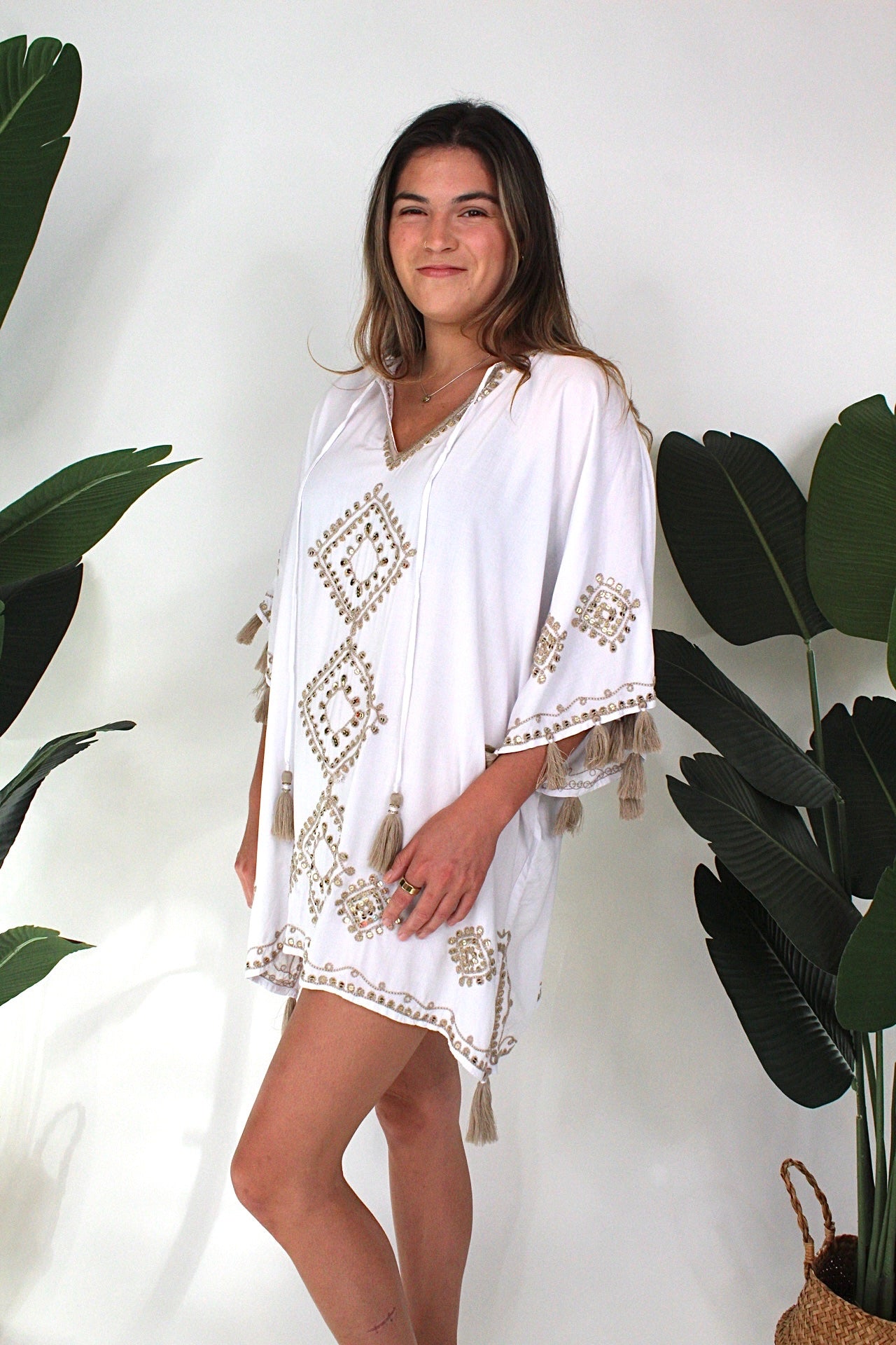 Skemo Bling Short Kaftan White | Vagabond Apparel Boutique