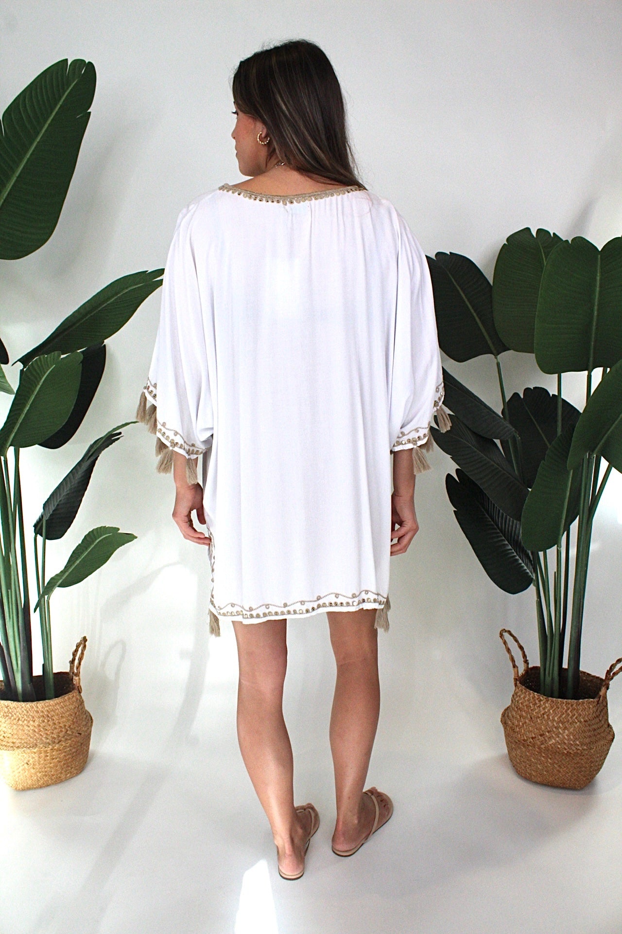 Skemo Bling Short Kaftan White | Vagabond Apparel Boutique
