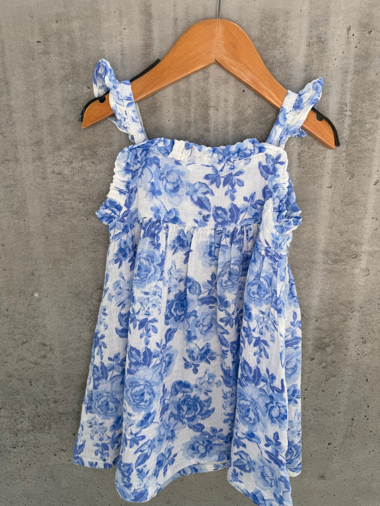 Angel Dear Blue Roses Paperbag Ruffle Sundress And Diaper Cover