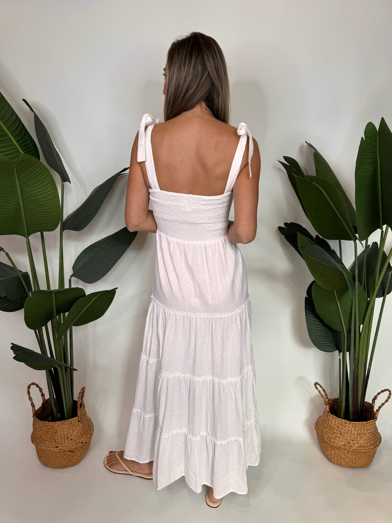 Sole Linen Long Dress White
