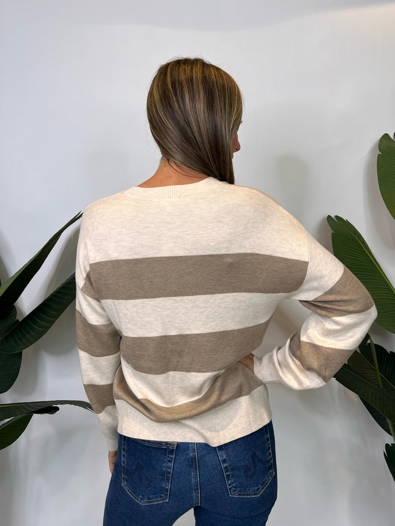 Splendid Ivy Stripe Sweater Oat Stripe