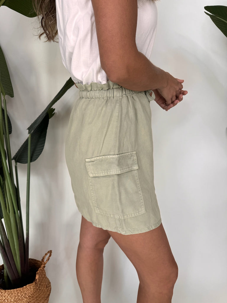 Bella Dahl Posey Cargo Mini Skirt Aloe Vera