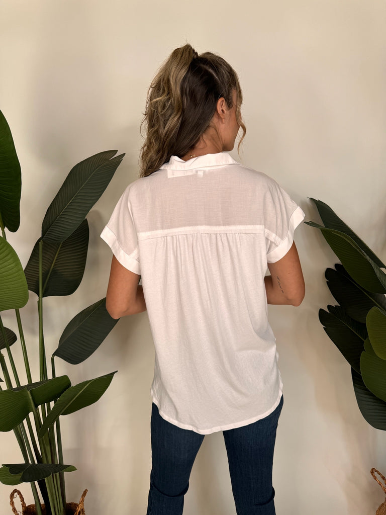 Splendid Short Sleeve Paige Shirt White | Vagabond Apparel Boutique