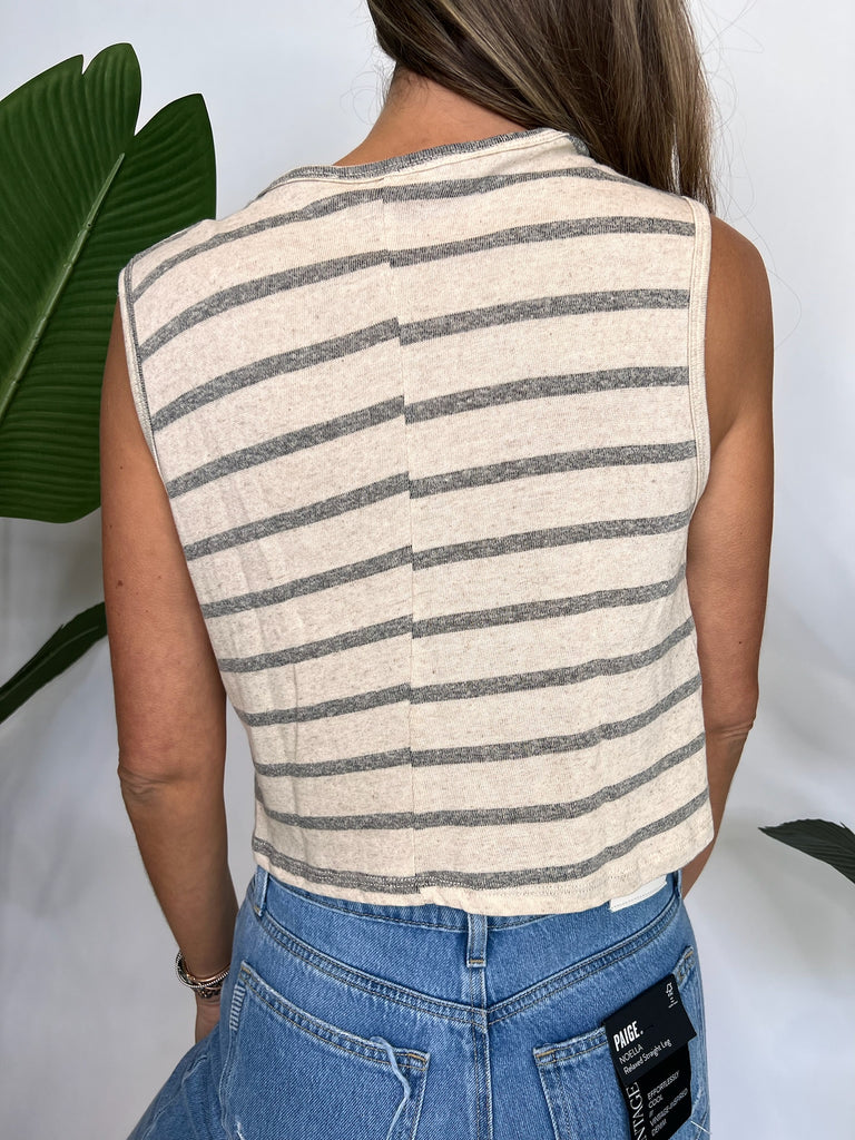 By Together Aces Striped Tank Knit Linen/Black