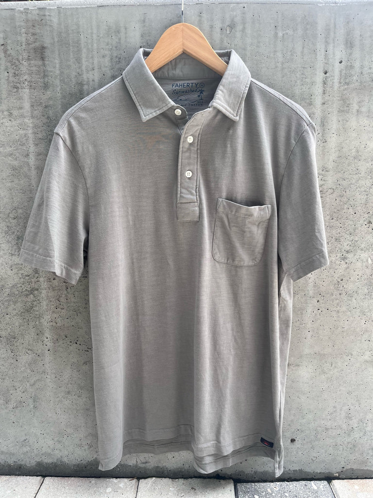 Faherty Sumwashed Polo Wind Grey