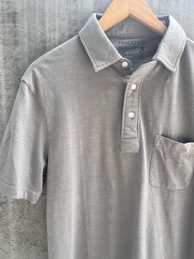 Faherty Sumwashed Polo Wind Grey
