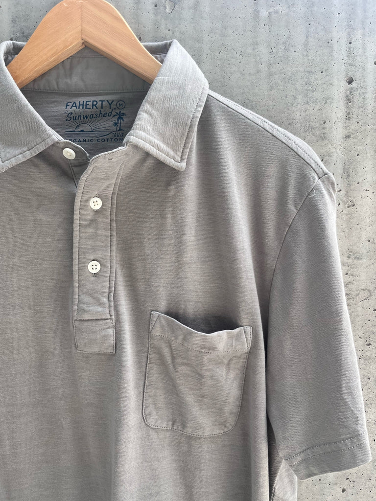 Faherty Sumwashed Polo Wind Grey