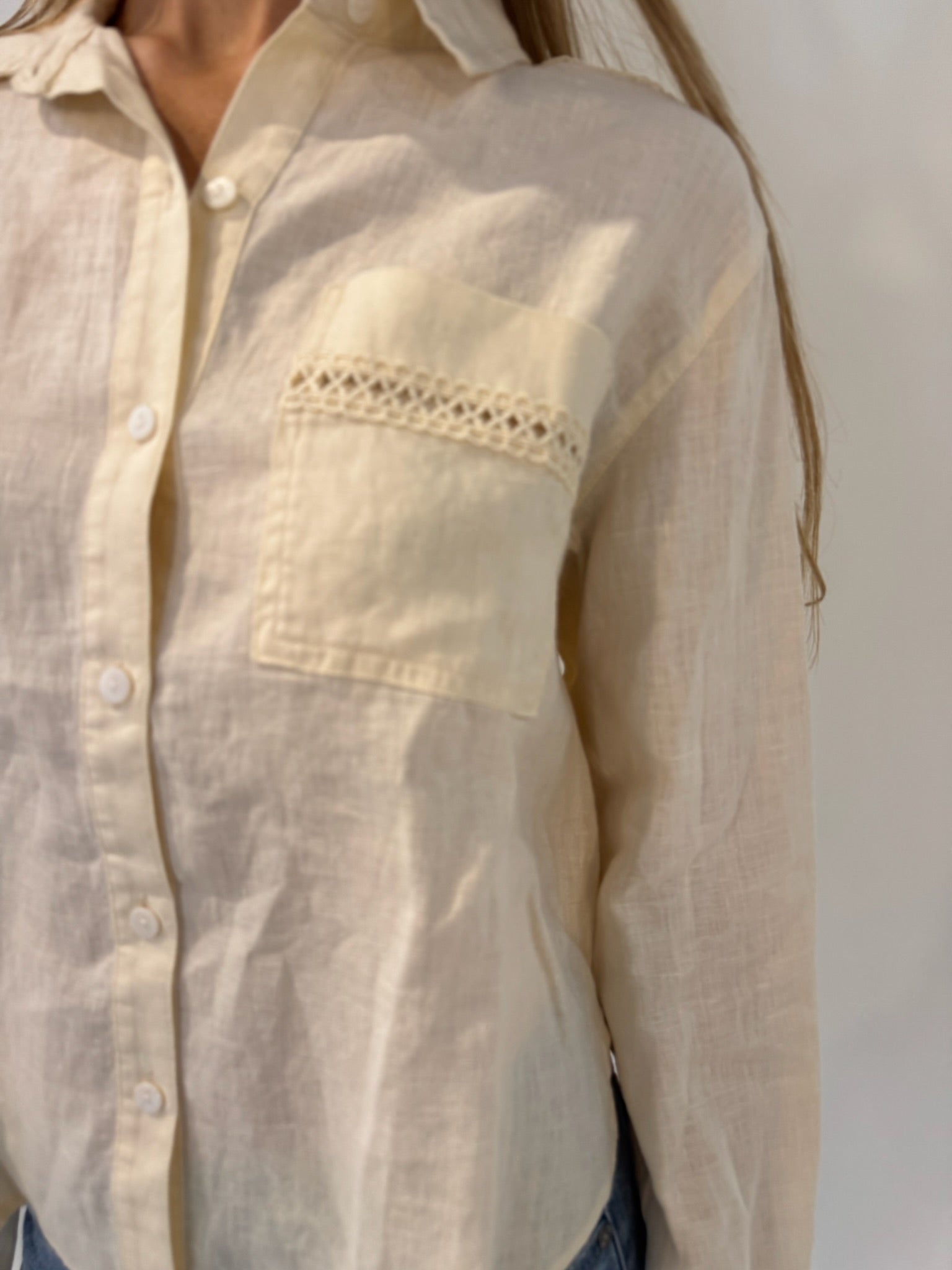 Splendid Stella Linen Trim Button Down
