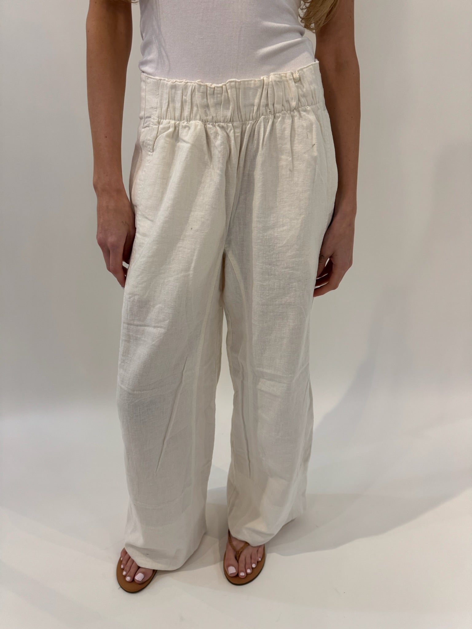 Free People Days End Linen Pull On Pants